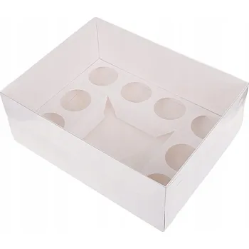 Krabice na pečivo Krabička na Bento Box XL 33x26x13 cm bílo-průhledná na muffiny a dortíky