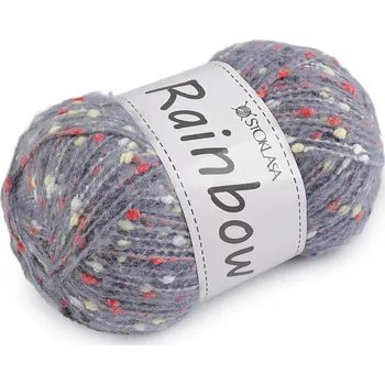 Příze Pletací příze mohérová Rainbow 100 g, střední, 17 (03-3) šedá