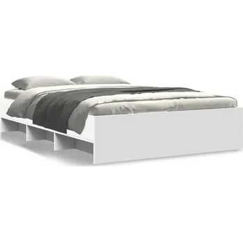 Postel Rám postele s přihrádkami, bílý, 203 x 123 x 35 cm, materiál na bázi dřeva