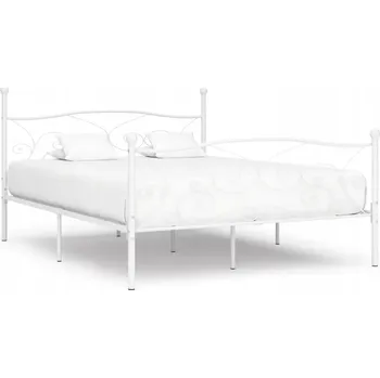 Postel Bílý kovový rám postele 211 x 209 x 105 cm s lamelovým roštem