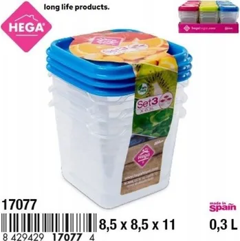 Dóza na potraviny Čtvercová nádoba 300ml 3 kusy