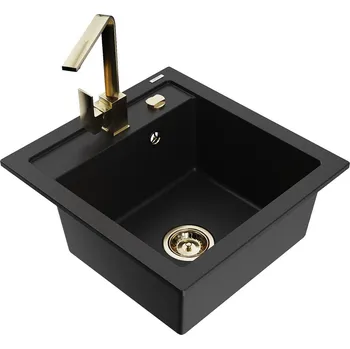 MEXEN/S - Vito granitový dřez 1-miska včetně baterie Rita, černá 6503-77-670300-50