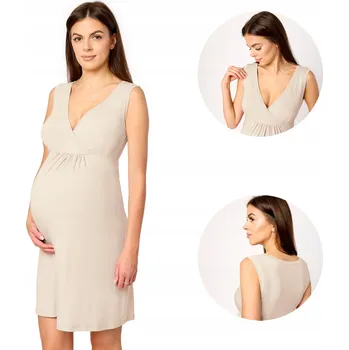 Dámské šaty Noční Šaty pro těhotné, spodnička MS10-467 béžová, velikost XL
