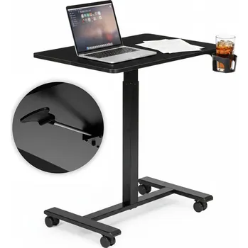 Psací stůl Mobilní nastavitelný stůl 70x48 cm, stůl na notebook s nastavením výšky 71,5–112 cm, černý, ModernHome JNI-PN01-1-16