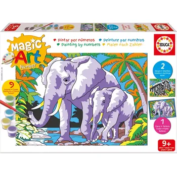 malování podle čísel: sloni a zebry EDUCA