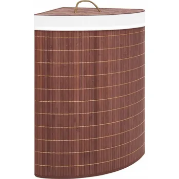 Bambusový rohový koš na prádlo s vyjímatelným vakem, hnědý, 52,3x37x65 cm