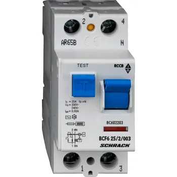 Proudový chránič Proudový chránič Schrack 25A 2P 30mA