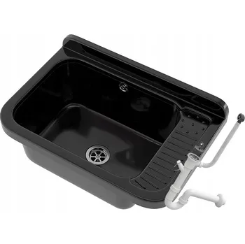 Granitový dřez ČERNÝ dřez technický dřez do kotelny, dílny, TECHNICKÁ MÍSTNOST POLO + SIFON