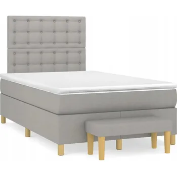 Postel Kontinentální postel světle šedá 203x120x118/128 cm s matrací 120x200x20 cm