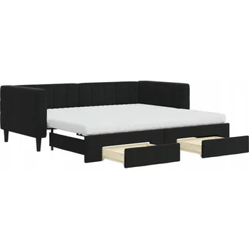 Pohovka Černá rozkládací pohovka 2v1 se zásuvkami, rozměry ve složeném stavu 213x100x68 cm