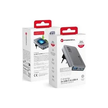 Síťová nabíječka na telefon Forcell F-Energy Ultra Slim GaN III, 2× USB‑C + USB‑A, QC 4.0, PD, 4 A, 65 W, šedá (VT-47) - Forcell + zdarma možnost vyzkoušet a vrátit zboží do 30 dní