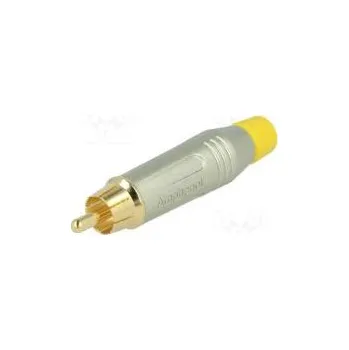 Zástrčka RCA vidlice přímý pájení šedá zlacený na kabel