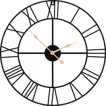 Hodiny Nástěnné hodiny rustikální, tichý quartzový mechanismus, železo, černé, 50x4 cm