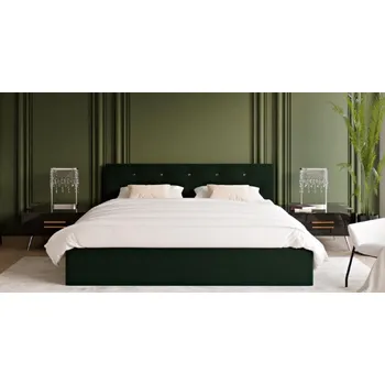 Postel Čalouněná postel CRYSTAL tmavě zelená 140x200 s dřevěným roštem