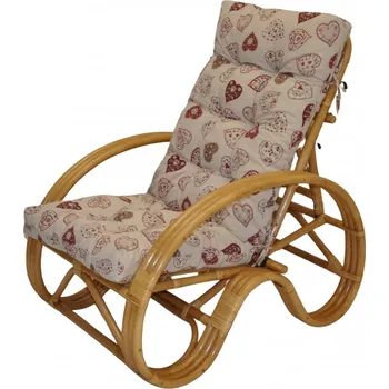 Křeslo Ratanové křeslo polohovací medové polstr červená srdce