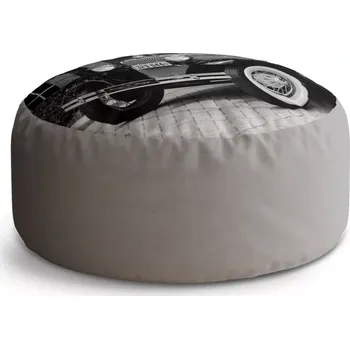 Taburet Sablio Taburet Circle Černobílý veterán: 38x48 cm