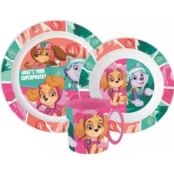 Storline Plastový jídelní set TLAPKOVÁ PATROLA what´s your superpower růžový