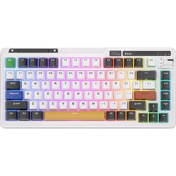 Klávesnice Bezdrátová mechanická klávesnice Royal Kludge KZZI K75 pro RGB, Moment Switch (černá a bílá) (QWERTY)