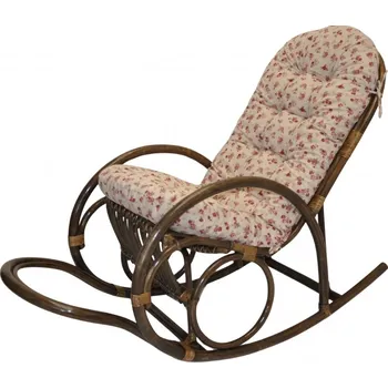 Obývací pokoj Ratanové houpací křeslo Jenaira hnědé polstr motiv růžičky