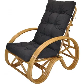 Křeslo Ratanové křeslo polohovací medové polstr tmavě šedý melír