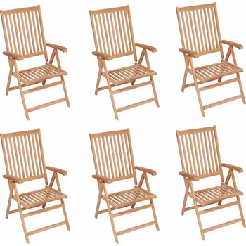 Polohovatelné zahradní židle 6 ks masivní teak Hnědá 3065526