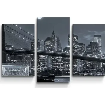 Obraz Sablio Obraz - 3-dílný Noční New York 2 - 75x50 cm