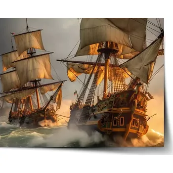 Plakát Sablio Plakát Plachetnice ve vlnách - 60x40 cm