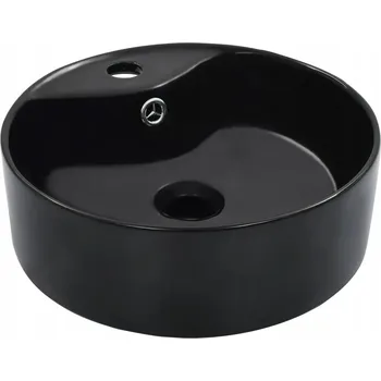 Umyvadlo Keramické umyvadlo na desku, černé, 36 x 13 cm, s přepadem