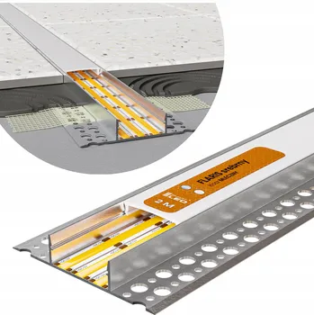LED lišta Hliníkový LED profil pro sádrokartonové desky, zapuštěný, 2m, stříbrný