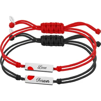 Náramek stříbrné náramky pro páry - souprava - srdce, love - KPL543-8325