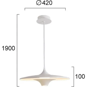 Viokef Závěsné LED světlo Rene, bílé, Ø 42 cm, kov weß LED 19 W celkem - Doprava zdarma