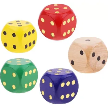 Hlavolam dřevěná hrací kostka extra velikosti (mix barev)