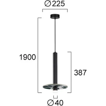 Viokef Závěsné světlo LED Leandros, černá, Ø 40 cm, umělý kámen/kov - Ø baldachýn 22,5 cm 1 x 8 W LED - Doprava zdarma