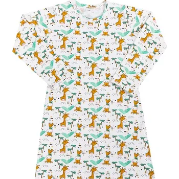 Dívčí noční košile Bellatex Noční košile dlouhý rukáv Žirafa Bílá,Hnědá,Zelená, rozměr 110