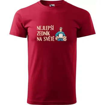 Pánské tričko Sablio Tričko s potiskem Nejlepší zedník na světě - červené 5XL