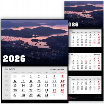 Obraz TRÍDÍLNÝ KALENDÁŘ 2026 NA ZEĎ | DEKORATIVNÍ KANCELÁŘSKÝ MÓDNÍ DÁREK STYL