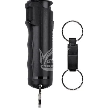 Zábavní pyrotechnika Obranný gel SABRE RED černý 0,54oz s odnímatelnou klíčenkou a píšťalkou