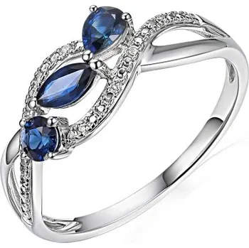 Prsten Gems, Diamantový prsten Astrid, bílé zlato s brilianty a safíry, vel. 55, prům. 17.5 mm, 585-38-1-4743.1B00.0.55.HSISC.602