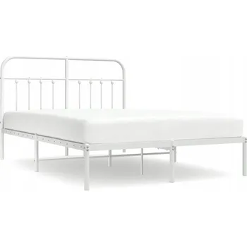 Postel Bílý kovový rám postele 196 x 146 x 100 cm s úložným prostorem