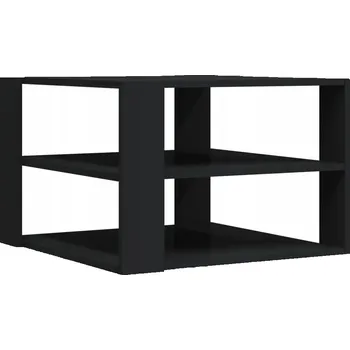 Konferenční stolek Konferenční stolek se 3 policemi, dřevěný materiál, černý, 59,5x59,5x40 cm