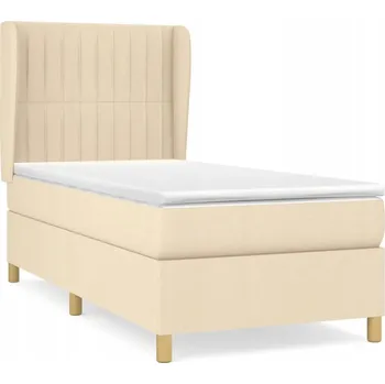 Postel Kontinentální postel krémová 203 x 83 x 118/128 cm s matrací 80 x 200 x 20