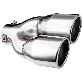 koncovka výfuku nerezová dvojitá kulatá, vnější průměr 2x80mm, délka 210mm, vnitřní průměr 45-58mm ASSO