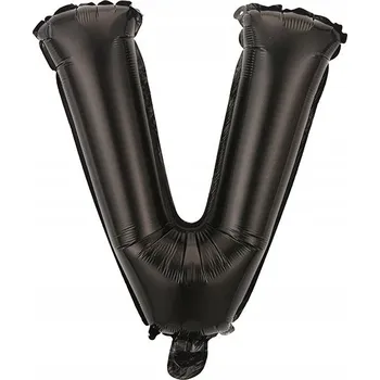 Balónek Balón písmeno V černý fóliový 40 cm Nápis Černé písmeno Svatební Hostina Narozeniny