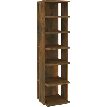 Botník Botník se 6 policemi, dřevotříska, kouřový dub, 27,5x27x102 cm