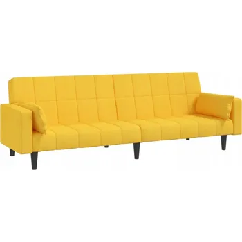 Pohovka Rozkládací pohovka pro 2 osoby, žlutá, 220 x 84,5 x 69 cm, látka/dřevo