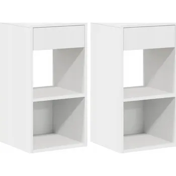 Noční stolek Bílý noční stolek z dřevěného kompozitu 35 x 34 x 66,5 cm