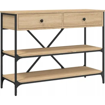 Konferenční stolek Konzolový stolek se zásuvkami a policemi, dub Sonoma, 100x34,5x75 cm