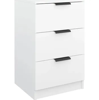 Noční stolek Noční stolek se 3 zásuvkami, materiál na bázi dřeva, bílá barva, 40x36x65 cm