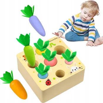 Dřevěná hračka DŘEVĚNÁ DOVEDNOSTNÍ HRA MONTESSORI MRKVE