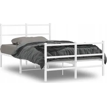 Postel Bílý rám postele s čelem, ocelový, 196 x 125 x 90 cm